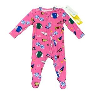 Angel Dear pink sports cheerleading 2 way zipper footie